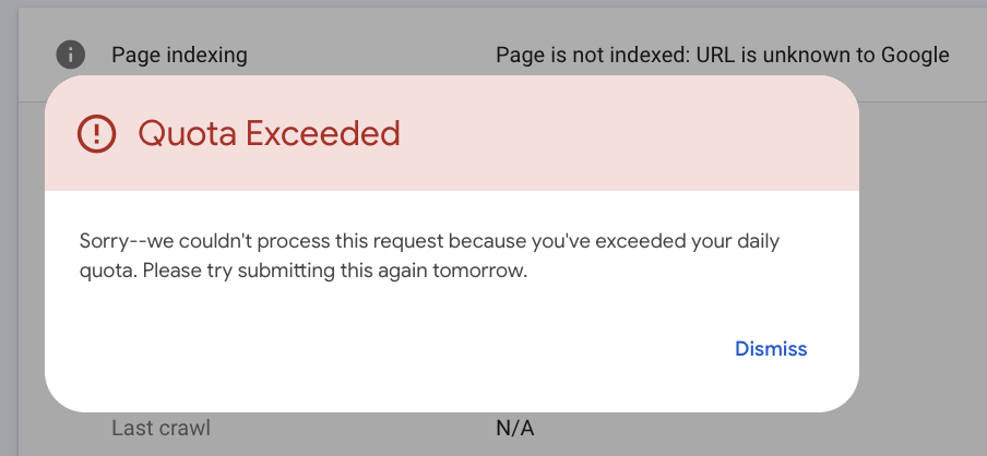 Google Search Console URL Quota Exceeded
