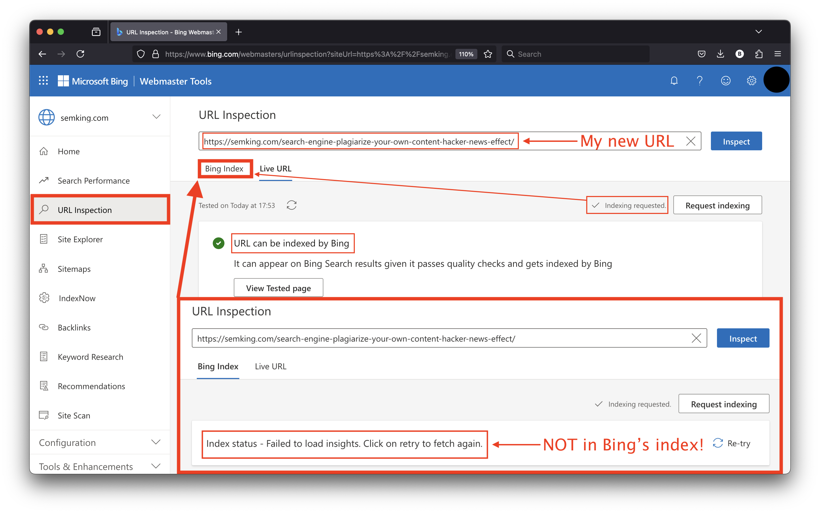 Double check everything you see in Microsoft's Bing Webmaster Tools
