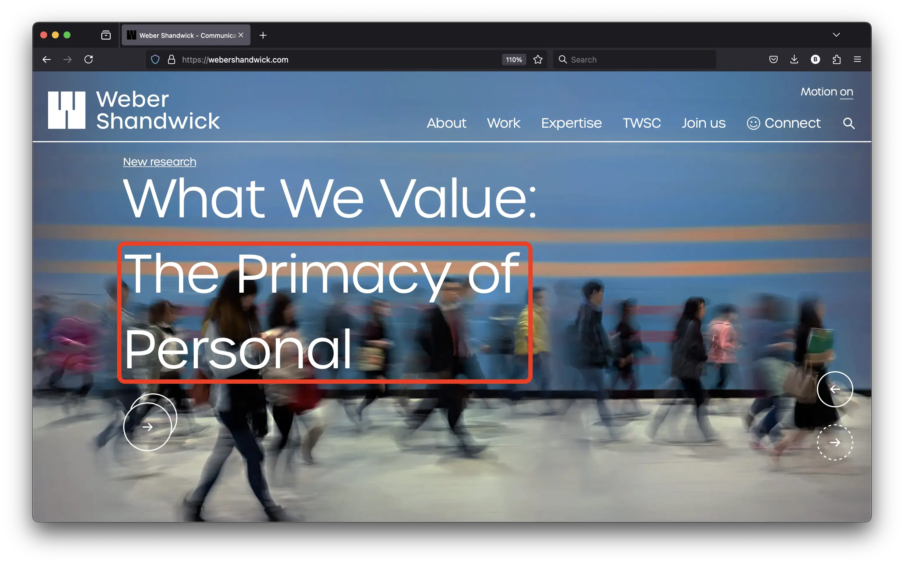 The Weber Shandwick homepage