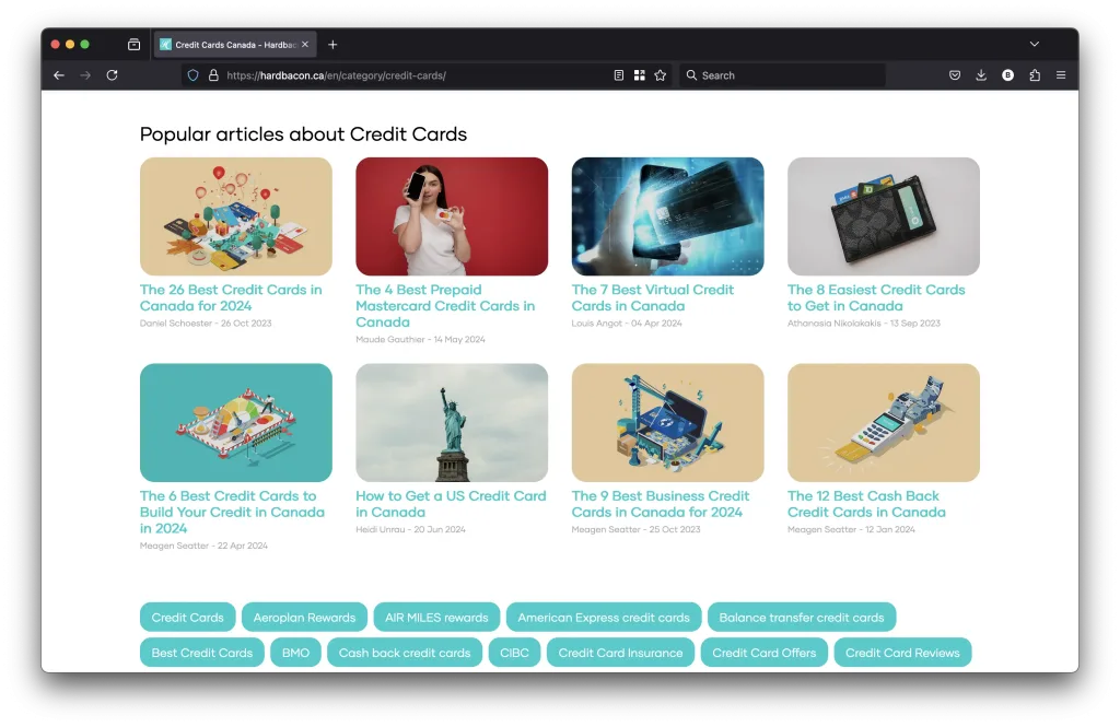 The credit card filter on the company blog