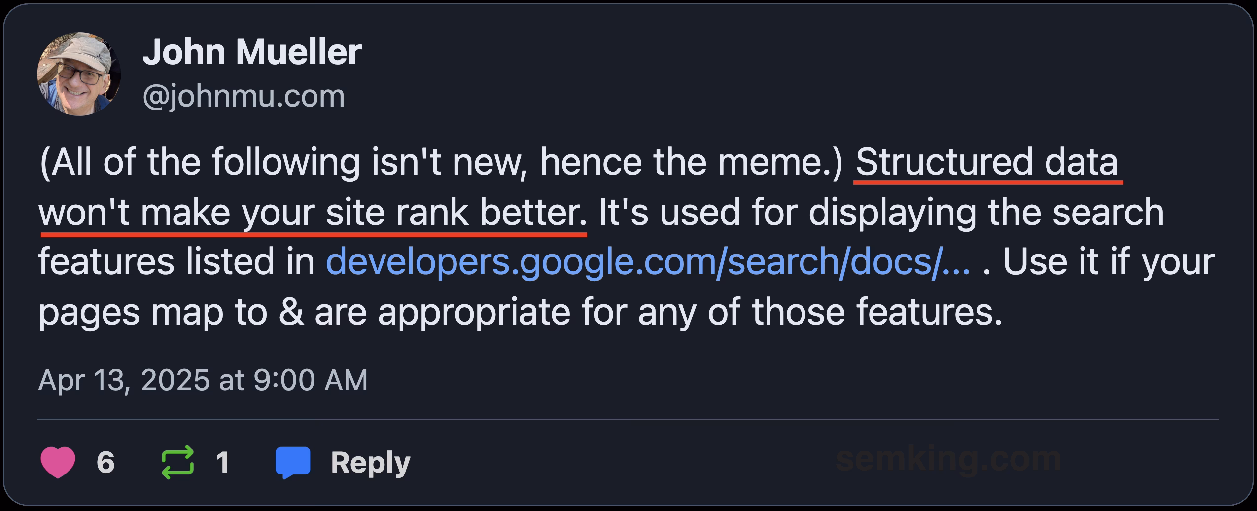 Elie Berreby debunks Google's official statement about structured data